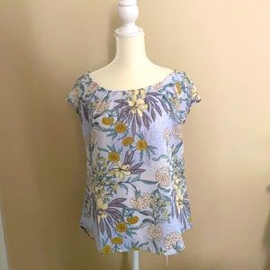 NWT Lauren Conrad pleated neck floral top - XS